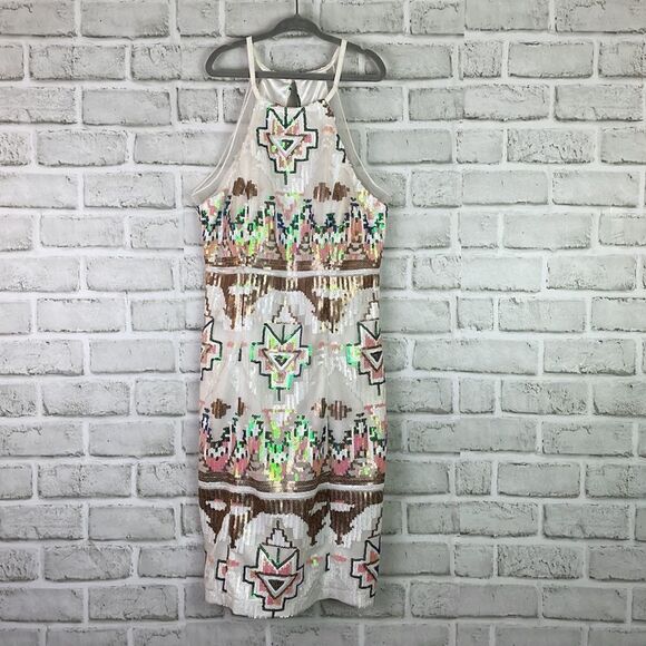 New Multicolor Sequins Dress Key Hole Back Size Small - Picture 4 of 11